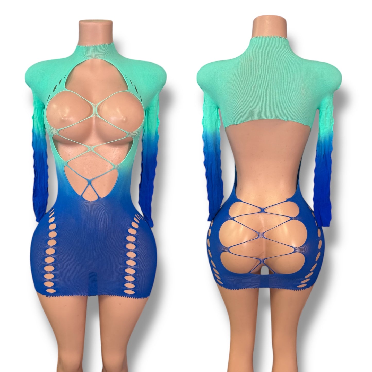 Aqua Fishnet Dress