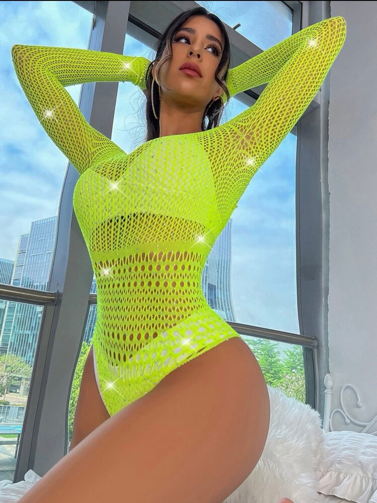 Neon Yellow Long Sleeve Bodysuit