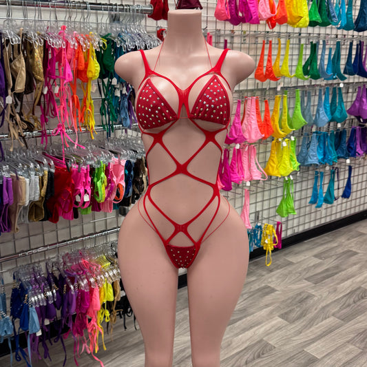 Rhinestone Strappy Three Piece