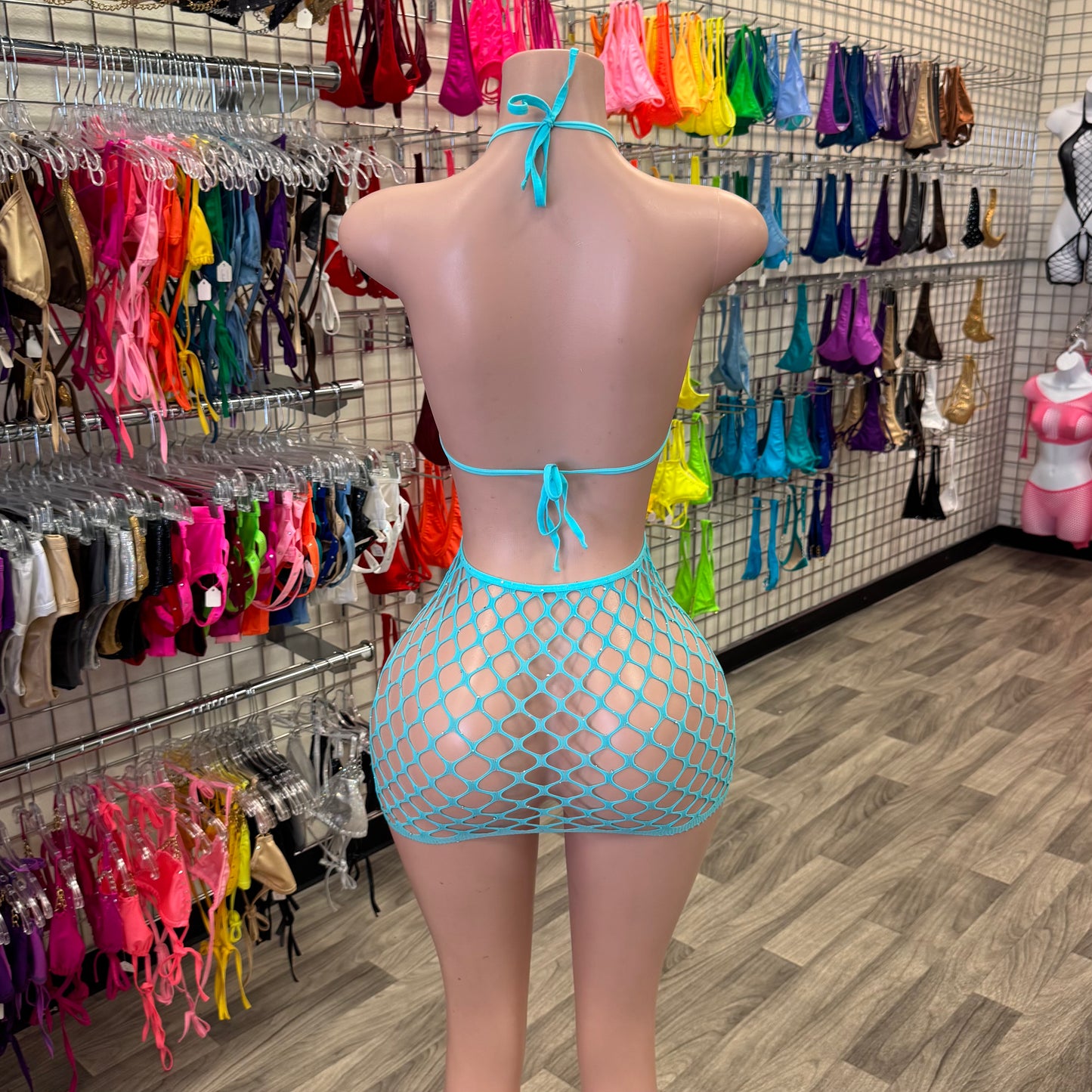 Blue Fishnet Dress