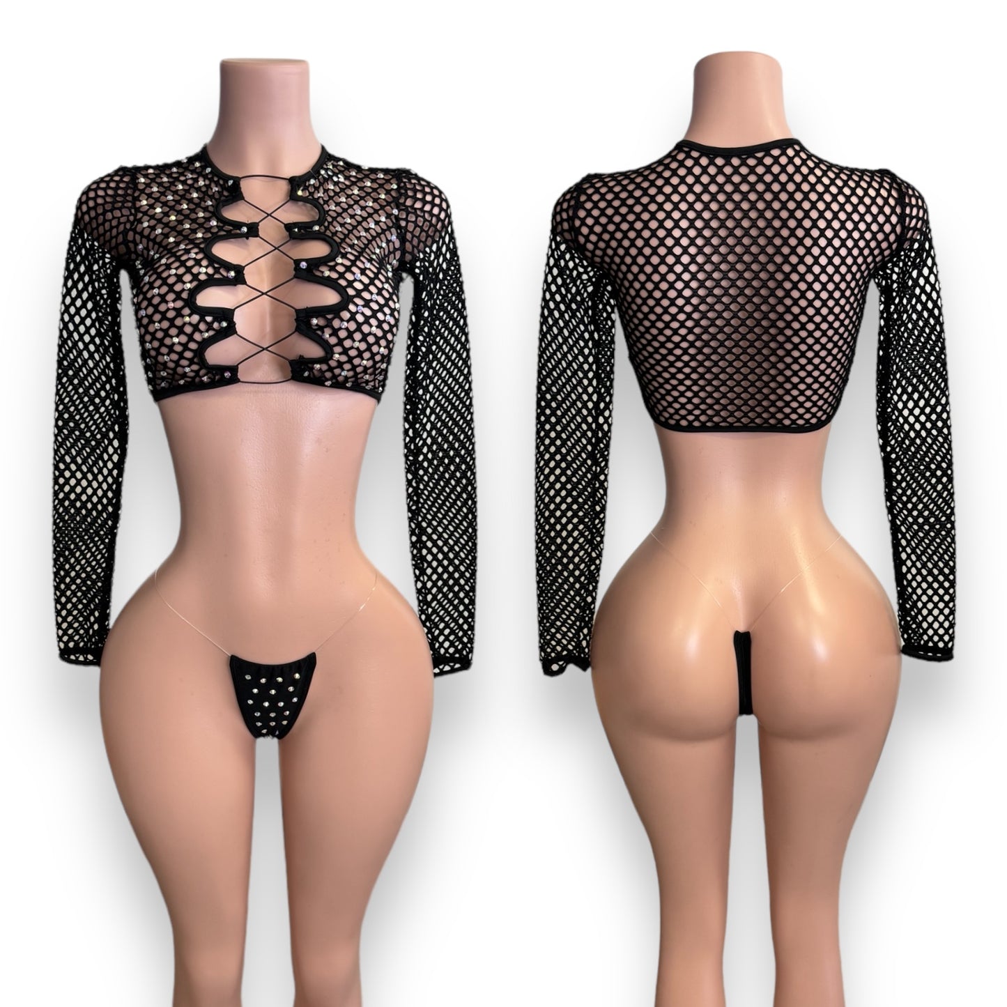 Black Longsleeve Diamond 2 Piece Set