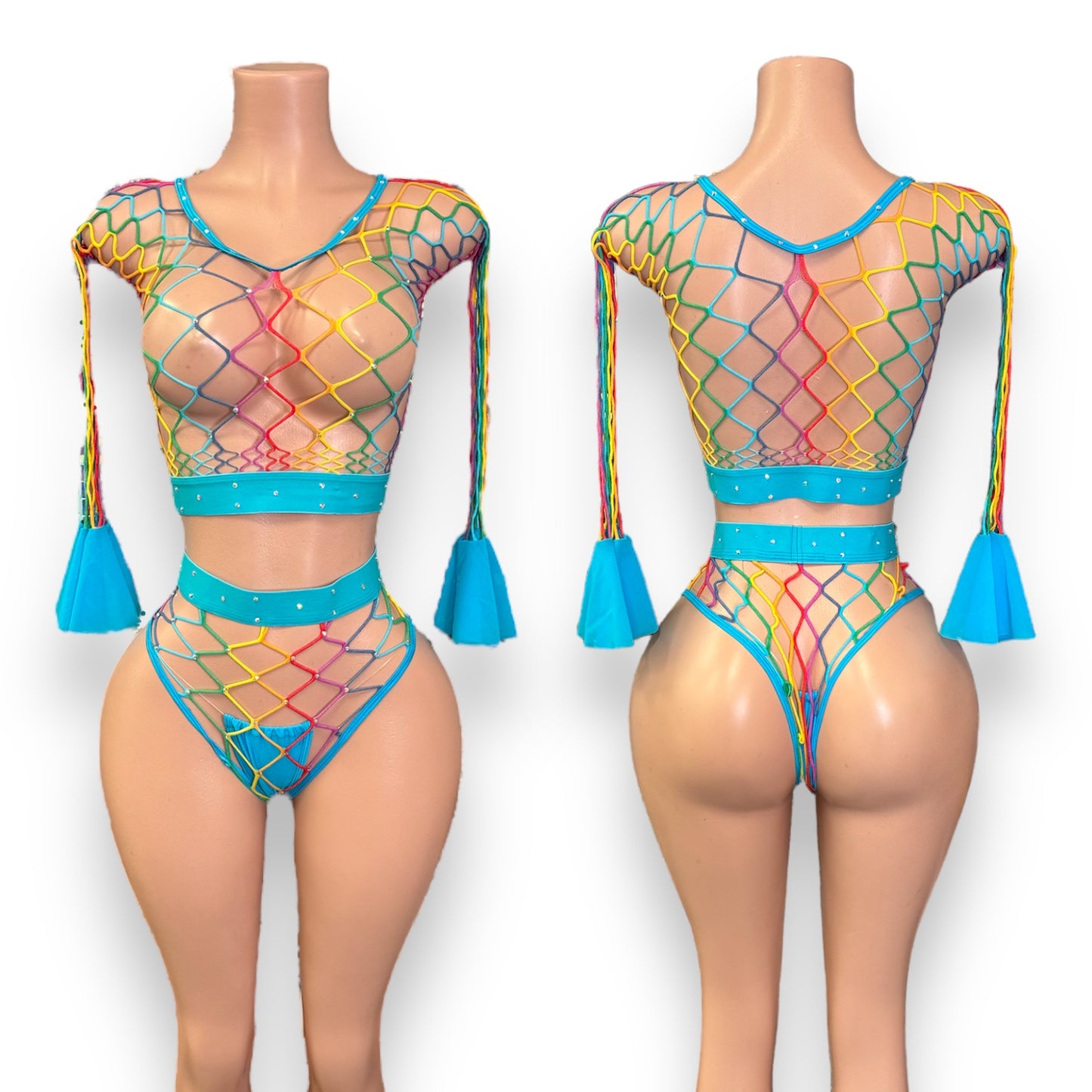 Multi-Color Diamond Fishnet Set