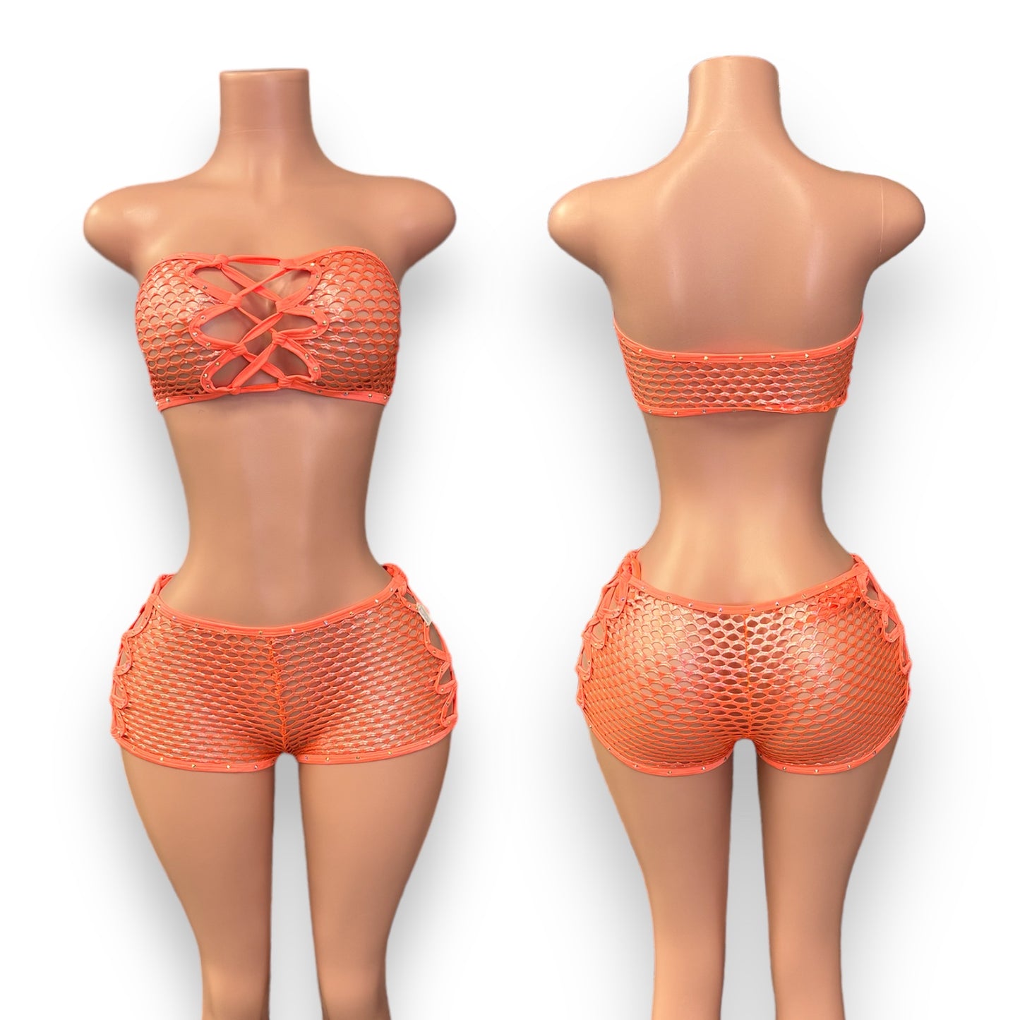 Two Piece Fishnet Short Set