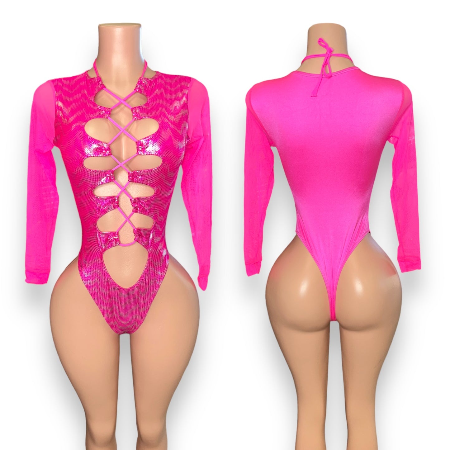 Pink Glitter Long Sleeve Bodysuit